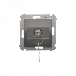 Simon Jednopólový kľúčový spínač - 2 polohy "0-I" (zariadenie s krytom) 5A 250V, na spájkovanie, antracitový, metalizovaný