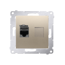 Zásuvka datová stíněná 1 násobná RJ45 kat. 6 s protiprachovou clonkou (přístroj s krytem), Simon 54, barva zlatá metalizovaná