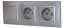 Zásuvky 2x 250V/16A + 1x vypínač č.1 v rámečku pod omítku, šedé barvy se stříbrným matným ozdobným rámem