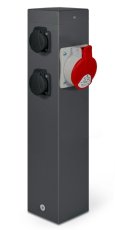 Zásuvkový sloupek 2x 250V + 1x 400V/32A, výška 50 cm, lakovaný kov