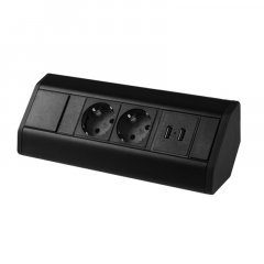 Rohová zásuvka, 2x230V schuko + 2x USB A nabíječka 5V,  kabel 1.8m, barva černá