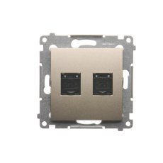 2-násobná dátová zásuvka RJ45 cat. 6 s protiprachovým krytom (zariadenie s krytom), Simon 54, farba zlatá