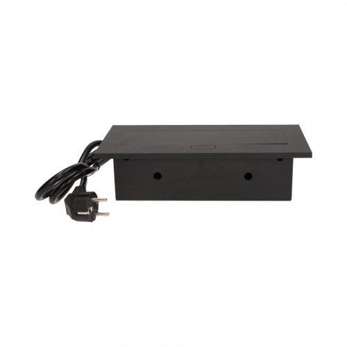 Výklopný blok zapustený, 3x zásuvka, zosilnený kryt 7 mm, kábel 1.5m, čierna farba