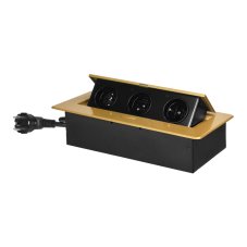 Výklopný zásuvkový blok, 3x 230V, zaoblené hrany horního krytu, kabel 1.5m, barva zlatá