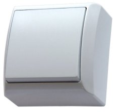 Vypínač (spínač) jednopólový, povrchová montáž, farba biela