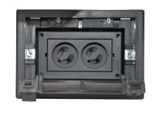 Podlahová zásuvka SF 187x132 mm, 2x 250V/16A (dvojzásuvka), hloubka 93-128 mm, plné víko, barva grafitová, pro zvýšené podlahy