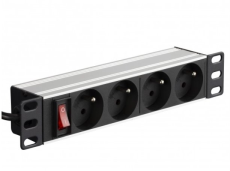 Napájecí lišta do racku NEKU 22.5009 10" panel 1U, 4 zásuvky, vypínač, 1,8m