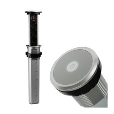 Automaticky výsuvný blok LIFT BOX USB, 3x zásuvka 230V (verze schuko), USB A+C nabíječka, kabel 2m, barva stříbrná
