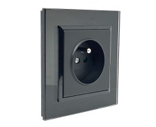 Zásuvka v sklenenom rámčeku, 1x 230V/16A, pod omietku, farba čierna