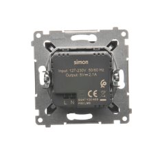 Nabíjačka USB 2x (zariadenie s krytom), 2x USB typu A, Simon 54, farba antracitová metalizovaná