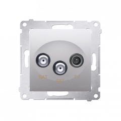 Anténní zásuvka SAT-SAT-RTV dvojitá satelitní útlum:1dB stříbrná