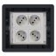 Podlahová zásuvka SF 187x171 mm, 4x 250V/16A (zásuvky bílé), barva boxu grafit, pro zvýšené podlahy