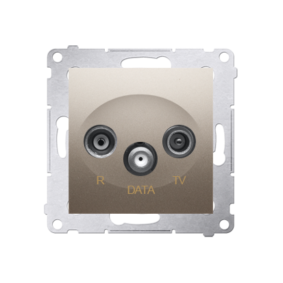Anténní zásuvka R-TV-DATA útlum:10dB zlatá matná, metalizovaná