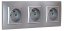 Zásuvky v rámčeku pod omietku, 3x 250V/16A, šedej farby so strieborným matným ozdobným rámom