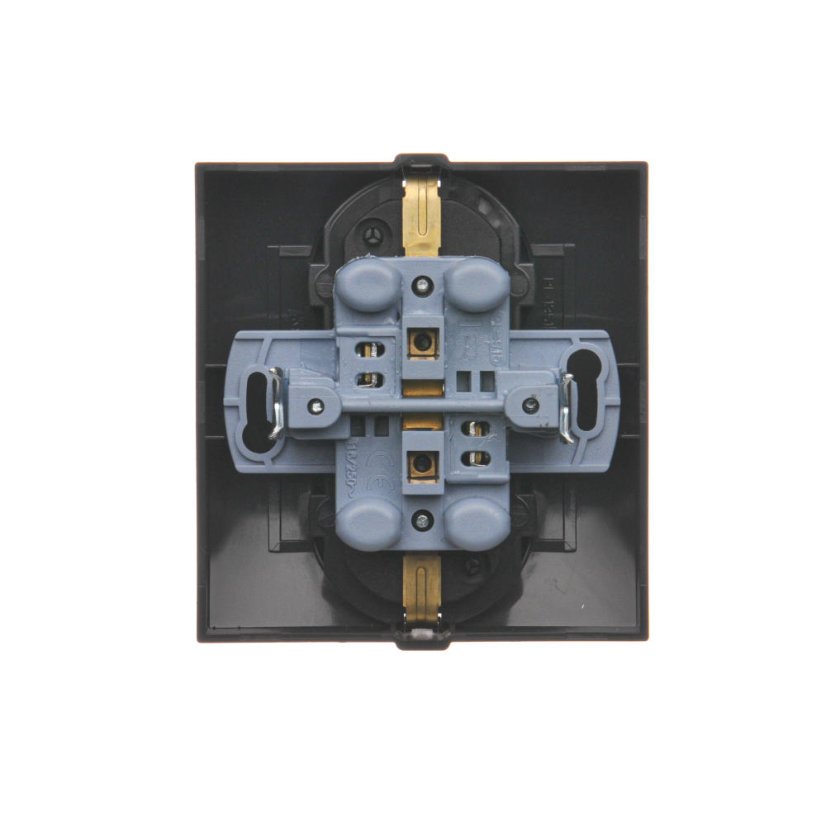 Dvojitá zásuvka Schuko s tienením (kompletný výrobok) 16A 250V, skrutkové svorky, hnedá matná, metalizovaná