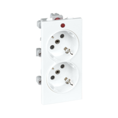 CIMA SCHUKO dvojitá zásuvka s indikáciou napätia 16A 250V skrutkové svorky 108×52mm čisto biela
