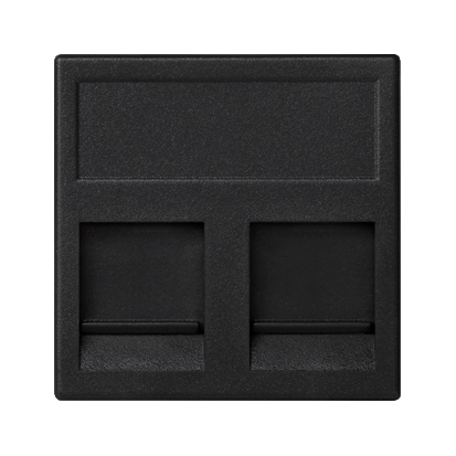 Kryt datové zásuvky K45 INFRA+ dvojitá plochá s kryty 45×45mm grafitově-šedá