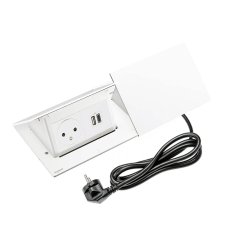 Pop-up blok INCARA 2x zásuvka 250V + 2x USB A+C nabíječka, (proti sobě), barva bílá, kabel 2m
