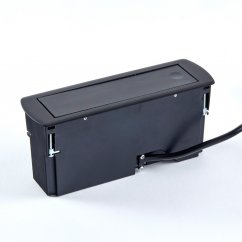 Vyklápěcí CIZOBOX, 2x zásuvka 230V + 2x nabíjecí USB 5V s kabelem 2m, barva černá matná