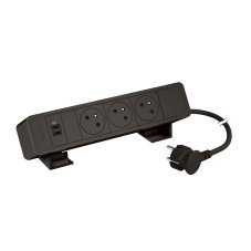 Stolný blok On Desk, 3x zásuvka 230V, nabíjačka USB C + C 15W, kábel 2m, farba čierna