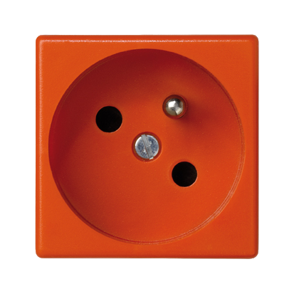Zásuvka K45 s uzemňovacím kolíkom 16A 250V bez závitu 45×45mm oranžová