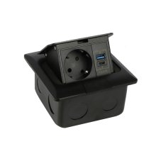 Podlahová zásuvka FLOOR BOX,  1×230 V (schuko), USB-A + USB-C PD 20 W, barva čierna