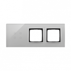 Moduly s dotykovým panelem 3 4 dotyková pole, otvor pro příslušenství Simon 54, otvor pro příslušenství Simon 54, bouřková/stříbro