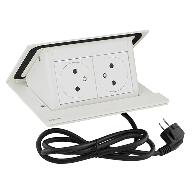 Pop-up blok INCARA 2x zásuvka 250V surface + montážní rám, barva bílá, kabel 2m