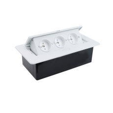 Výklopný blok zásuvek, 3x 230V / 16A, zaoblené hrany, kabel 1.5m, barva bílá
