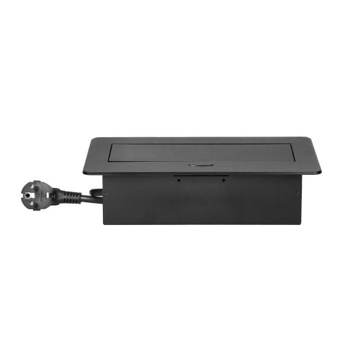 Výklopná nábytková zásuvka, 3x 230V s plochou zaoblenou hranou, barva černá, kabel 1.5m