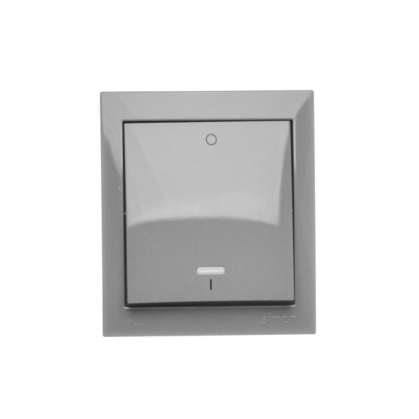 Spínač dvoupólový (přístroj s krytem), IP44, s podsvětlením, řazení 2So, 10 A / 250 V~, šroubové svorky, Aquaclick, barva šedá