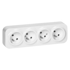 Čtyřnásobná zásuvka 4x 230V, 2P+E , nástěnná, krytí IP20, ToDo, barva bílá