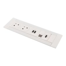 Zapustený blok INCARA Multilink (horizontálna verzia), 2x zásuvka 250V Surface, 1x dvojitá USB A+C nabíjačka, 1x RJ45, 1x HDMI, kábel 2m, farba bíela