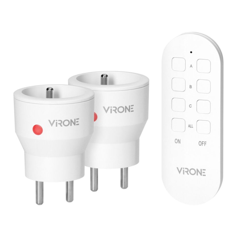 Bezdrôtová zásuvka MINI s diaľkovým ovládaním, 2+1, 2300W, farba biela