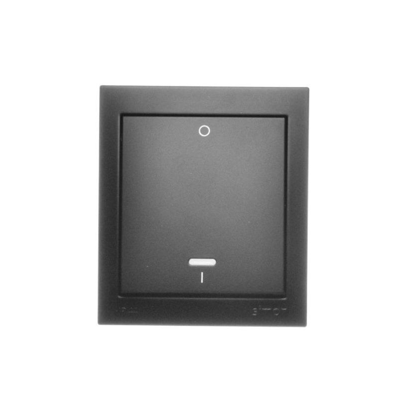 Spínač dvoupólový (přístroj s krytem), IP44, s podsvětlením, řazení 2So, 10 A / 250 V~, šroubové svorky, Aquaclick, barva černá matná