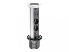 Výsuvná zásuvka CAMINO s osvetlením, 2x 230V, 2x USB-A/C nabíjací, 1x bezdrôtová indukčná nabíjačka, vypínač, kábel 1.5m, farba biela