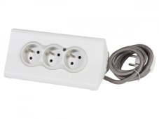 Multifunkční blok, 3x zásuvka 230V, 2x USB-A nabíjecí, vypínač, držák tabletu nebo telefonu, barva bílo-šedá