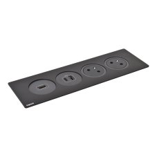 Zapustený blok INCARA Disq'In, 2x zásuvka 250V Surface, 1x USB A + C nabíjačka, 1x HDMI, kábel 2m, farba čierna