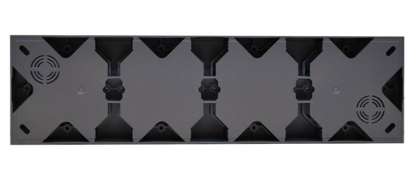 Nástěnný zásuvkový blok, 3x 250V/16A + 2x RJ45 cat.5, šedé metalizované barvy s šedým ozdobným rámem, bez kabelu
