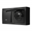 Zásuvka 1x 250V s vičkem v barvě krytu a jednopólovým vypínačem s podsvětlením, odolný proti vlhkosti, IP44, barva černá matná