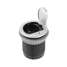 Jednoduchá zásuvka (1x250V schuko verze) s víčkem + USB nabíjecí, barva stříbrná, kabel 1.9m