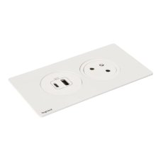 Zapuštěný blok INCARA Disq'In, 1x zásuvka 250V Surface, 1x USB A+C nabíječka, kabel 2m, barva bílá