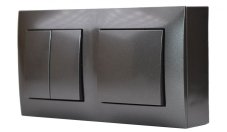 Nástěnný blok s vypínači - 1x vypínač ř.1 (jednopólový) + 1x dvojitý vypínač ř.5 (lustrák), barva antracitová metalíza