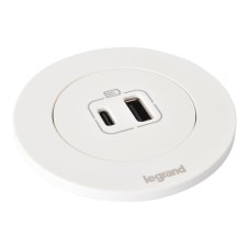 Zapustená nabíjačka INCARA Disq 60, 1x USB-A + 1x USB-C, kábel 2m, farba biela
