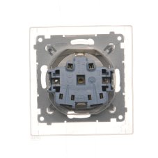 Zásuvka silová 1 násobná typ F (přístroj s krytem), se clonkami, IP44, s těsněním rámečku, průhledné víčko, 16 A / 250 V~, šroubové svorky, Simon 54, barva zlatá metalizovaná