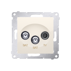 Zásuvka anténní SAT+SAT+RTV koncová (přístroj s krytem), 2x vstup: 5 MHz÷2,4 GHz, Simon 54, barva krémová