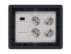 Podlahová zásuvka 4x 250V/16A (zásuvka biela) + HDMI, farba boxu grafitovo-šedá, pre zvýšené podlahy