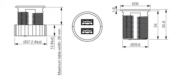 Nabíjačka Powerdot MICRO - 2x USB-A, 5V / 2A, kovová, ružový kremeň