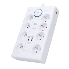 Přepěťová ochrana, 8x zásuvka 230V , USB A+C nabíječka 5V/3.4A, kabel 2m, barva bílá