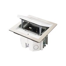 Robustná podlahová zásuvka 1x 250V/16A + 1x port RJ45 cat.6, jednoduchý zámok, krytie IP66, pre zvýšené podlahy, farba sivá matná